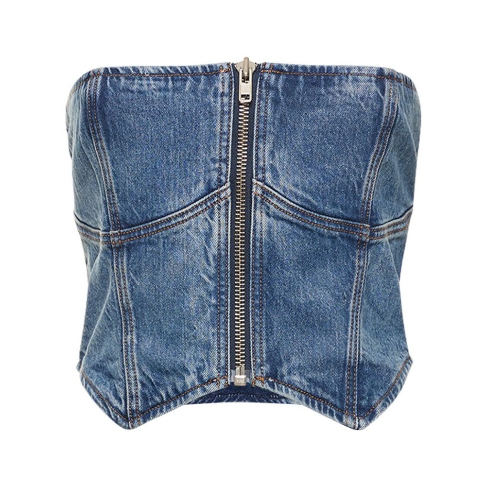 πΊπHPππΊ NWT Reformation Ena Denim Bustier Top - Picture 9 of 16